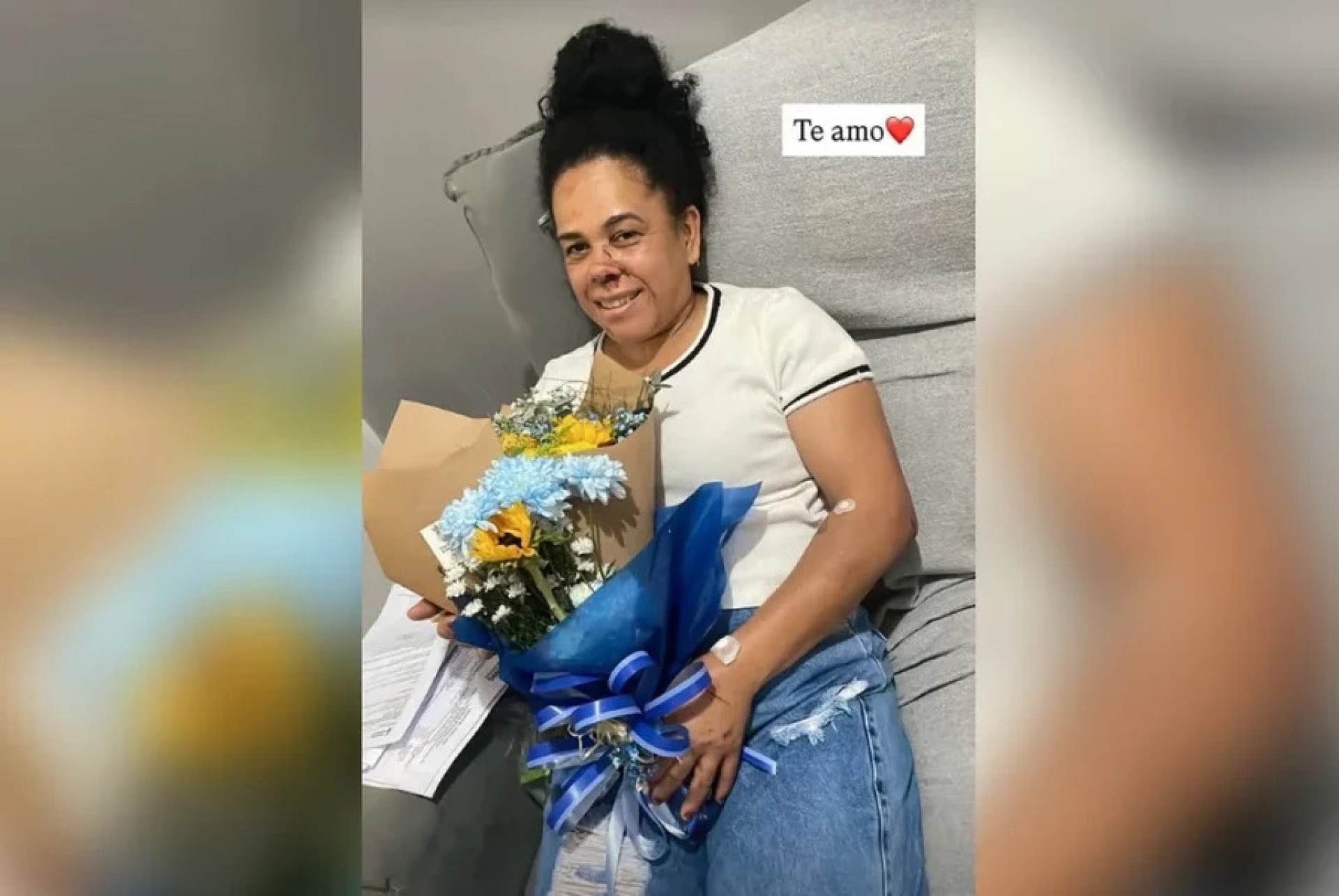 Ana Cl&aacute;udia da Silva Souza em casa ap&oacute;s receber alta
