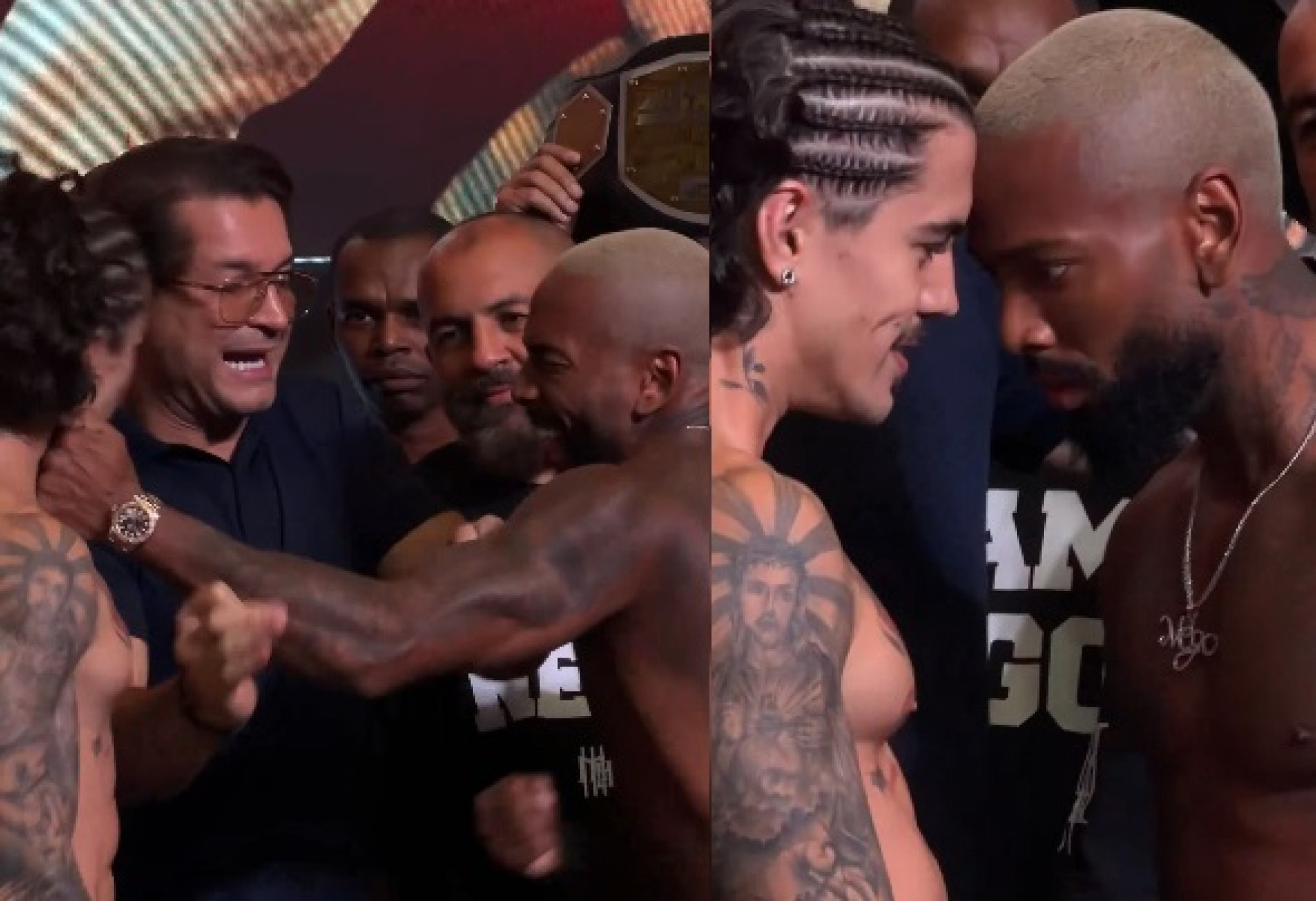 Nego do Borel agride Biel durante pesagem antes de luta no 'Fight Music Show' - Reprodução de vídeo / X
