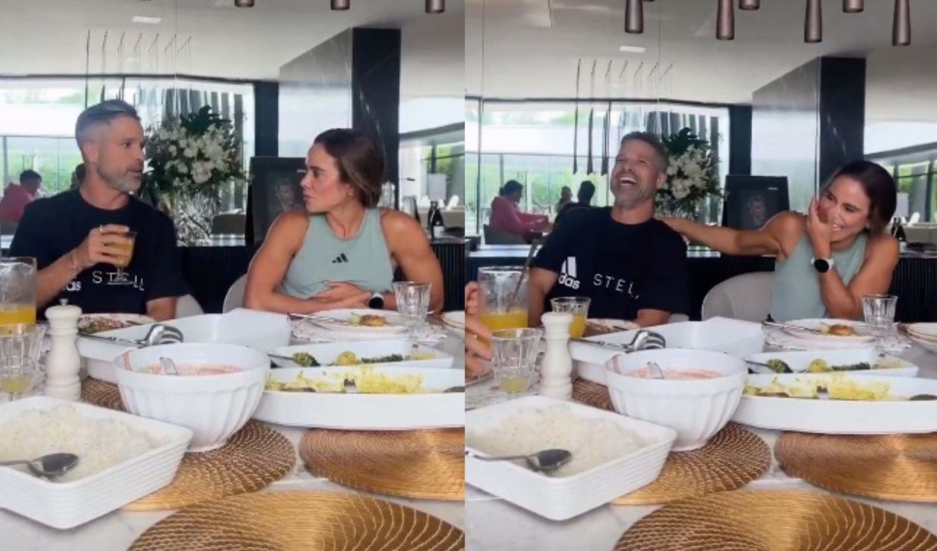 Bruna Ribas cai na risada quando o marido, Diego Ribas, conta que faria participação no 'Dança dos Famosos' - Reprodução / Instagram