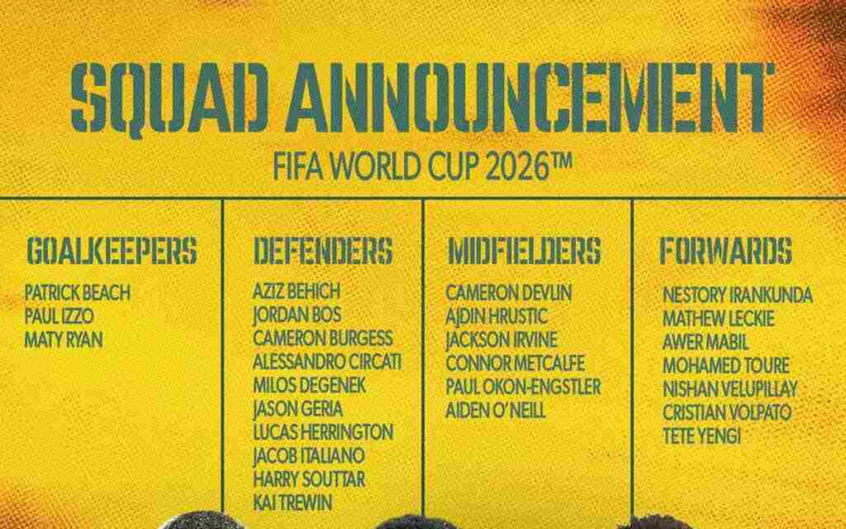 Austr&aacute;lia anuncia os 26 convocados para a Copa do Mundo 2026