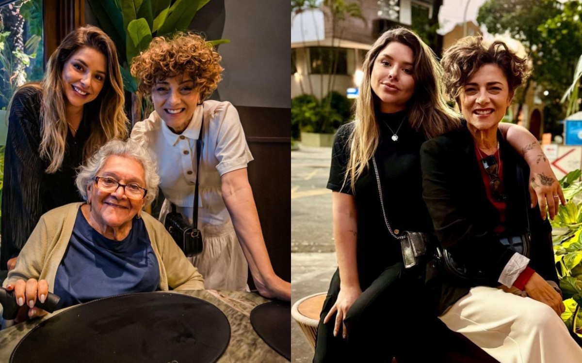 Vânia acompanhada de sua filha Manu e sua mãe, Dona Edite, de 94 anos