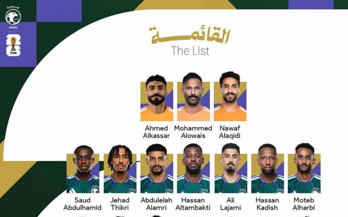 Ar&aacute;bia Saudita divulga os 26 convocados para a Copa do Mundo