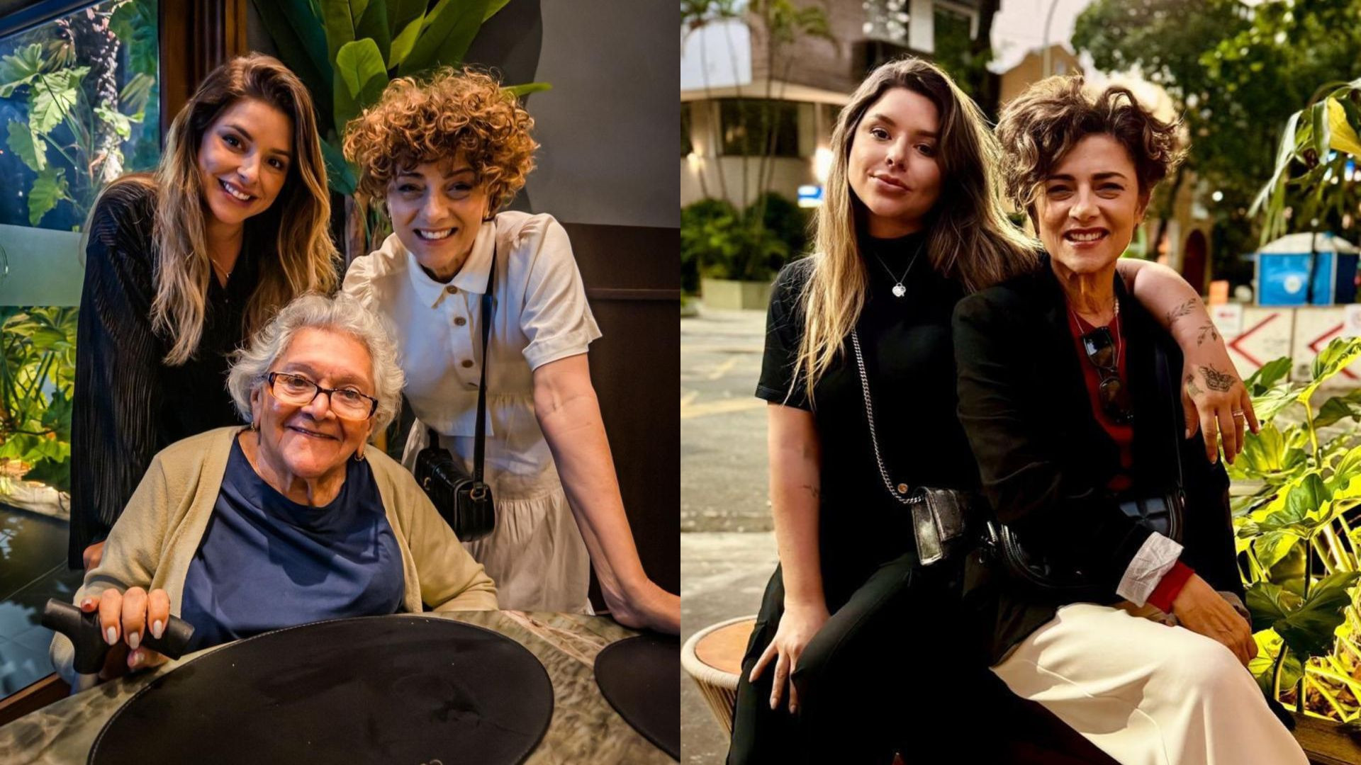 V&acirc;nia acompanhada de sua filha Manu e sua m&atilde;e, Dona Edite, de 94 anos - Divulga&ccedil;&atilde;o