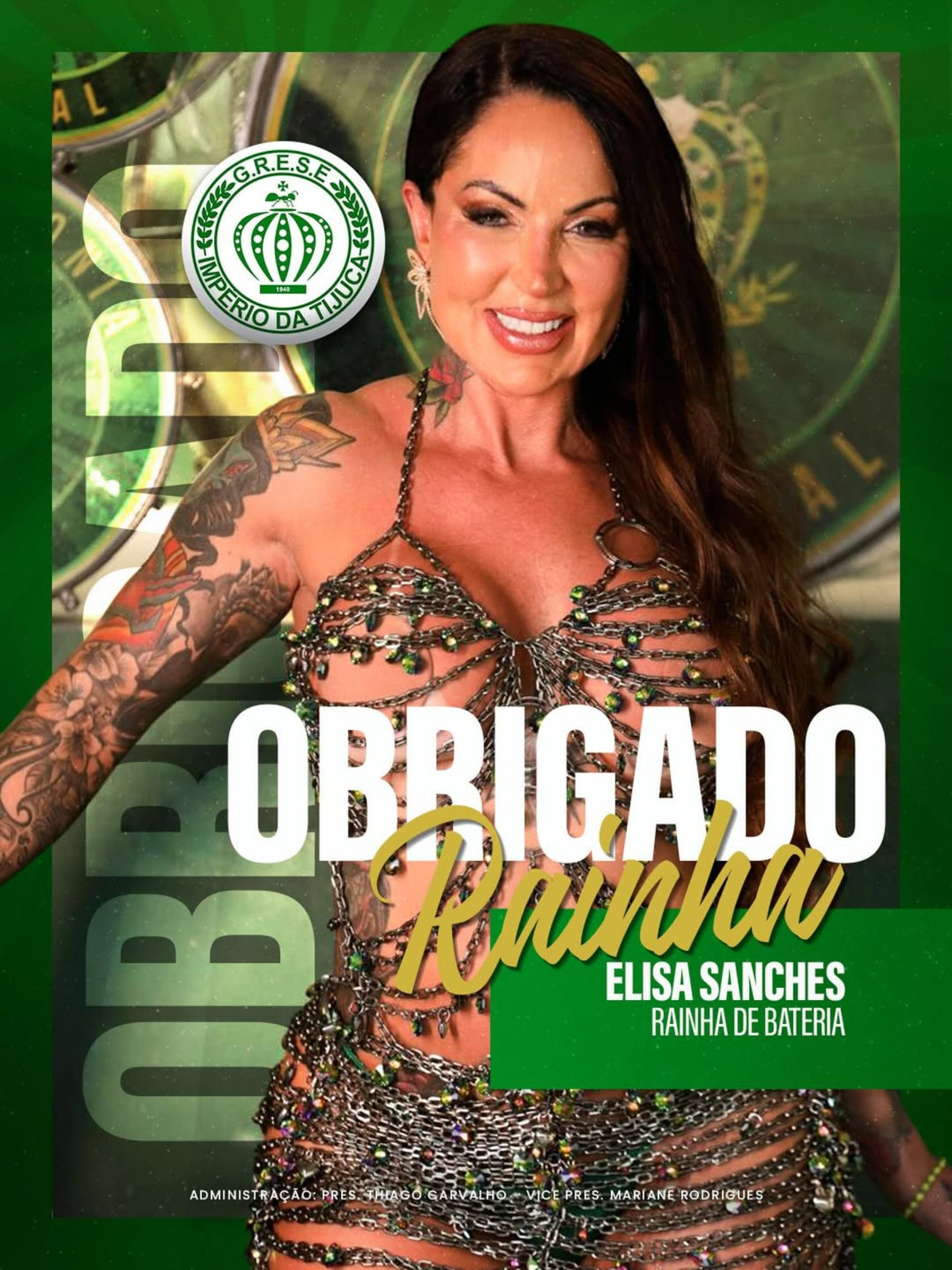 Elisa Sanches deixa cargo de rainha de bateria da Império da Tijuca