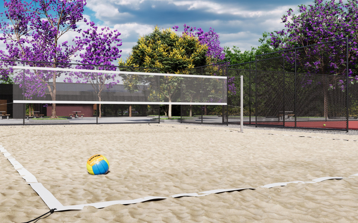 Quadra de beach tennis será um dos espaços de lazer de condomínio em Cachoeiras de Macacu