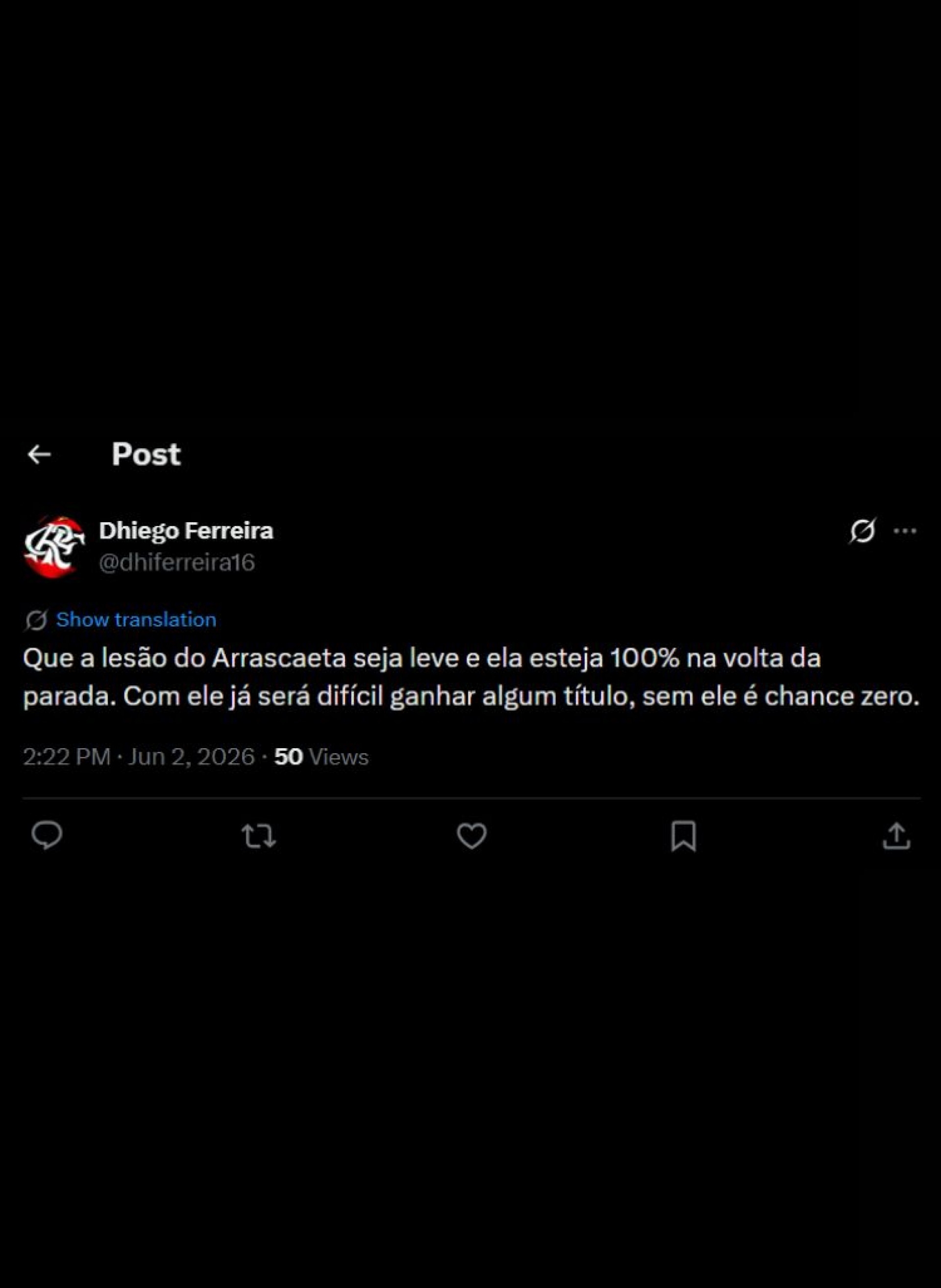 Flamenguistas reagem à lesão de Arrascaeta - Reprodução / X