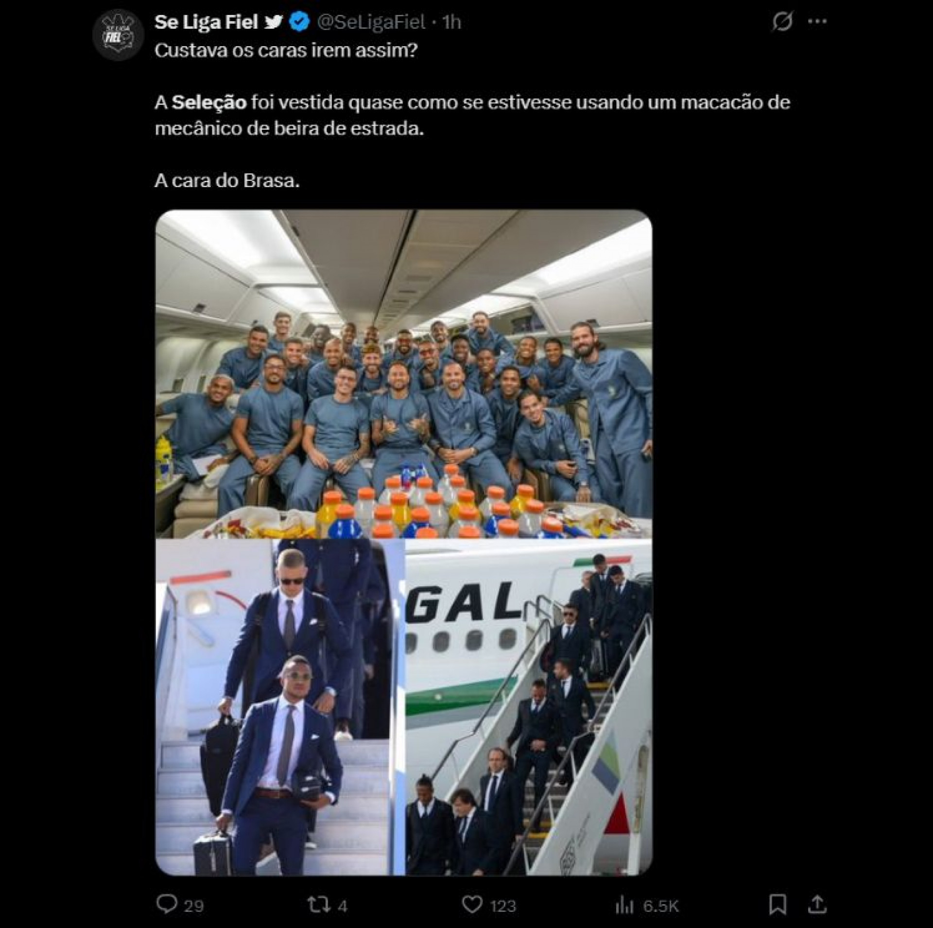 Traje de viagem da Seleção gerou memes - Reprodução / X