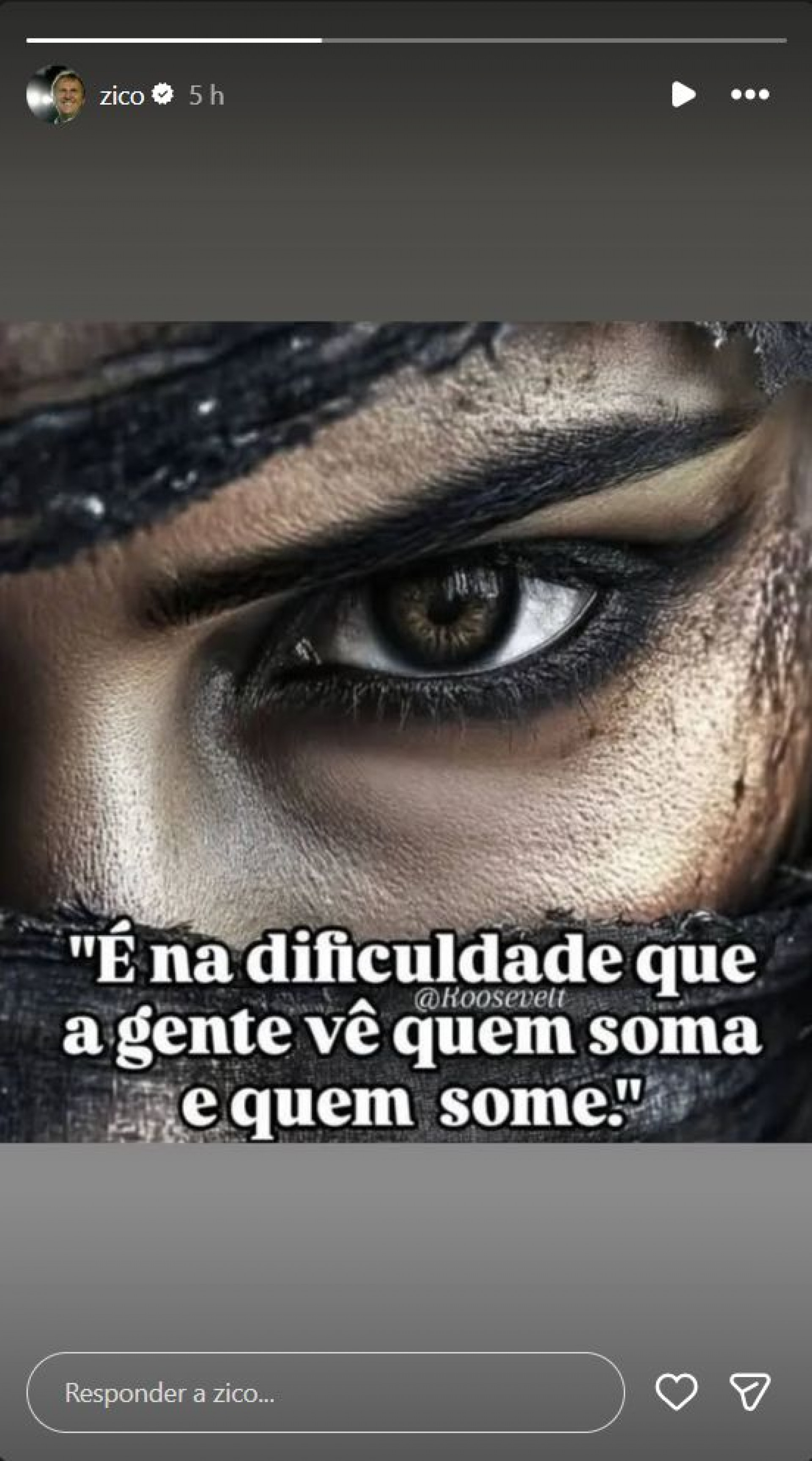 Storie de Zico, postado na tarde desta ter&ccedil;a-feira (2) - Reprodu&ccedil;&atilde;o / Instagram @zico