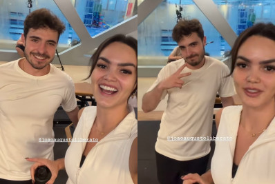 Filha de Kelly Key treina com filho de Gugu Liberato em academia