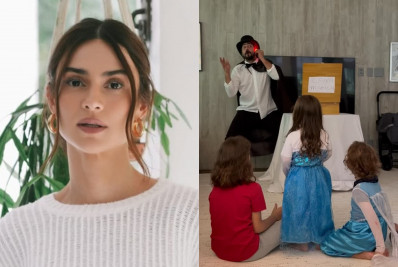 Renato Góes vira mágico para divertir os filhos e recebe elogio de Thaila Ayala