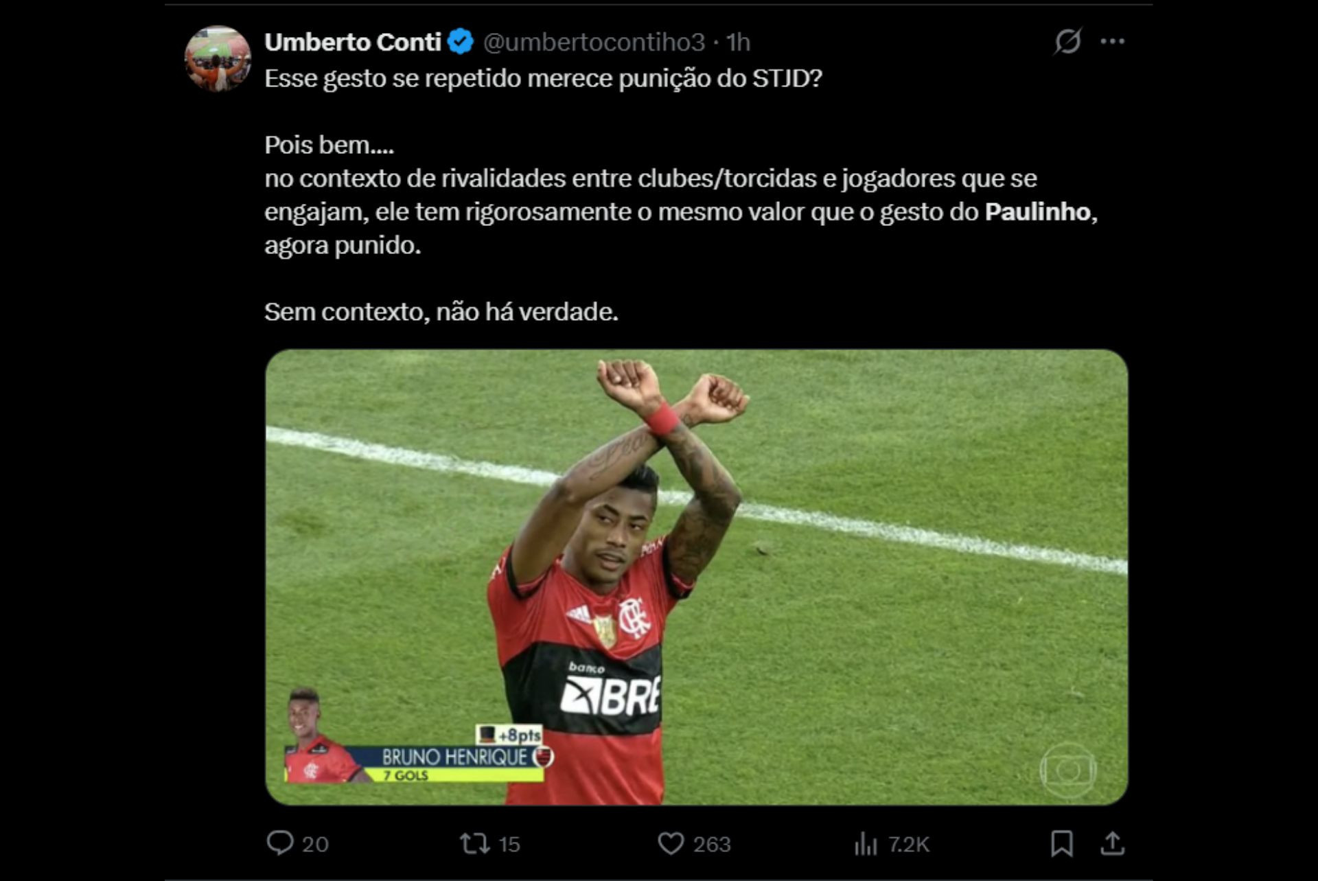 Punição de Paulinho gera revolta entre os palmeirenses - Reprodução / X
