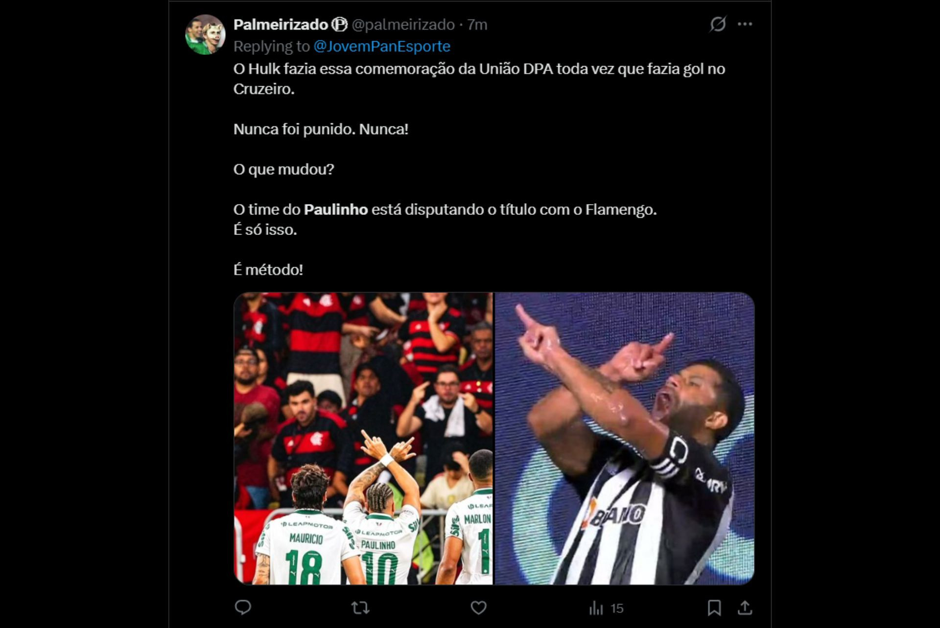 Punição de Paulinho gera revolta entre os palmeirenses - Reprodução / X