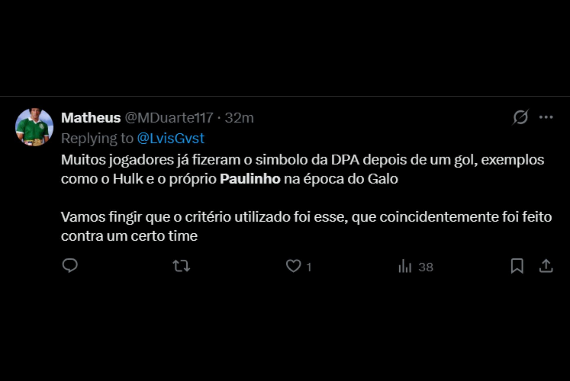Punição de Paulinho gera revolta entre os palmeirenses - Reprodução / X