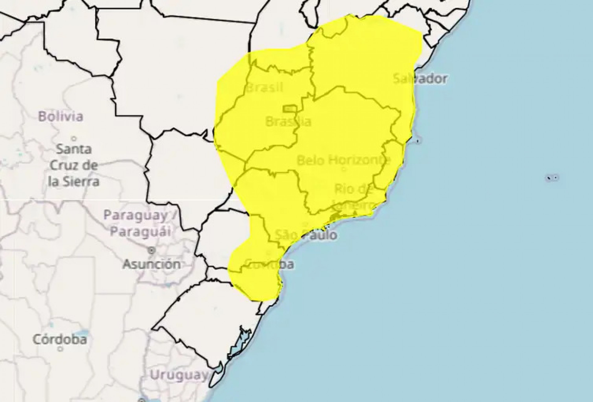Inmet emite aviso amarelo para queda de temperatura em 12 estados e Distrito Federal