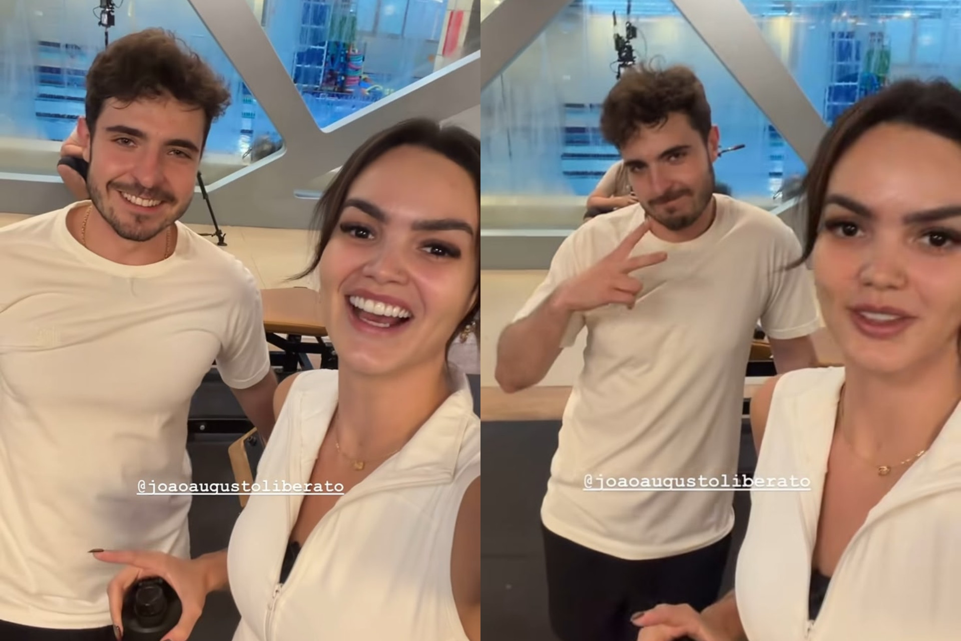 Filha de Kelly Key treina com filho de Gugu Liberato na academia