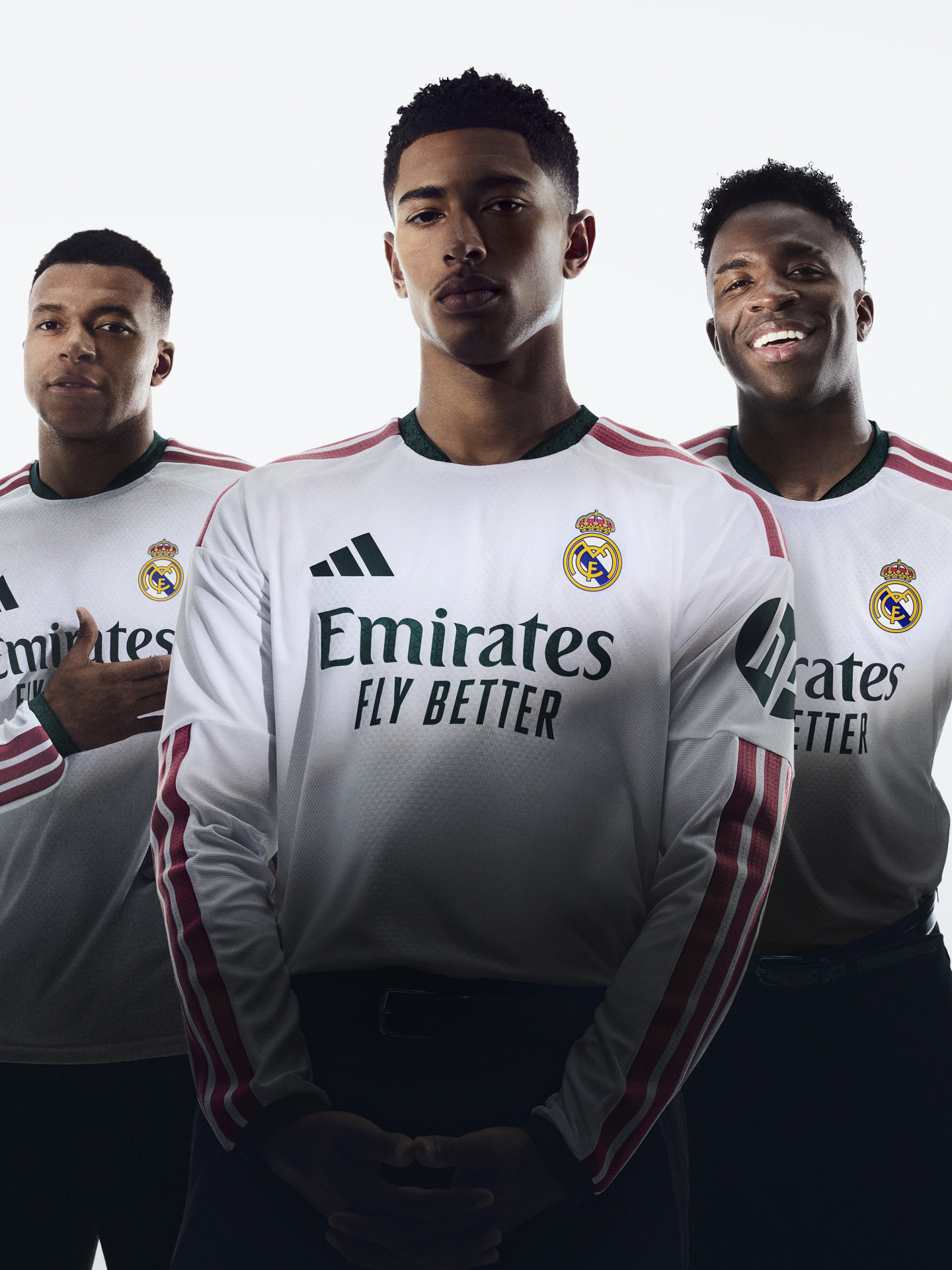 Mbappé, Bellingham e Vini Jr serviram de modelos na divulgação do uniforme - Divulgação / Real Madrid