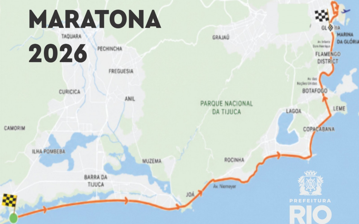 Percurso da prova de 42 km sai da Praia da Reserva em direção ao Aterro do Flamengo