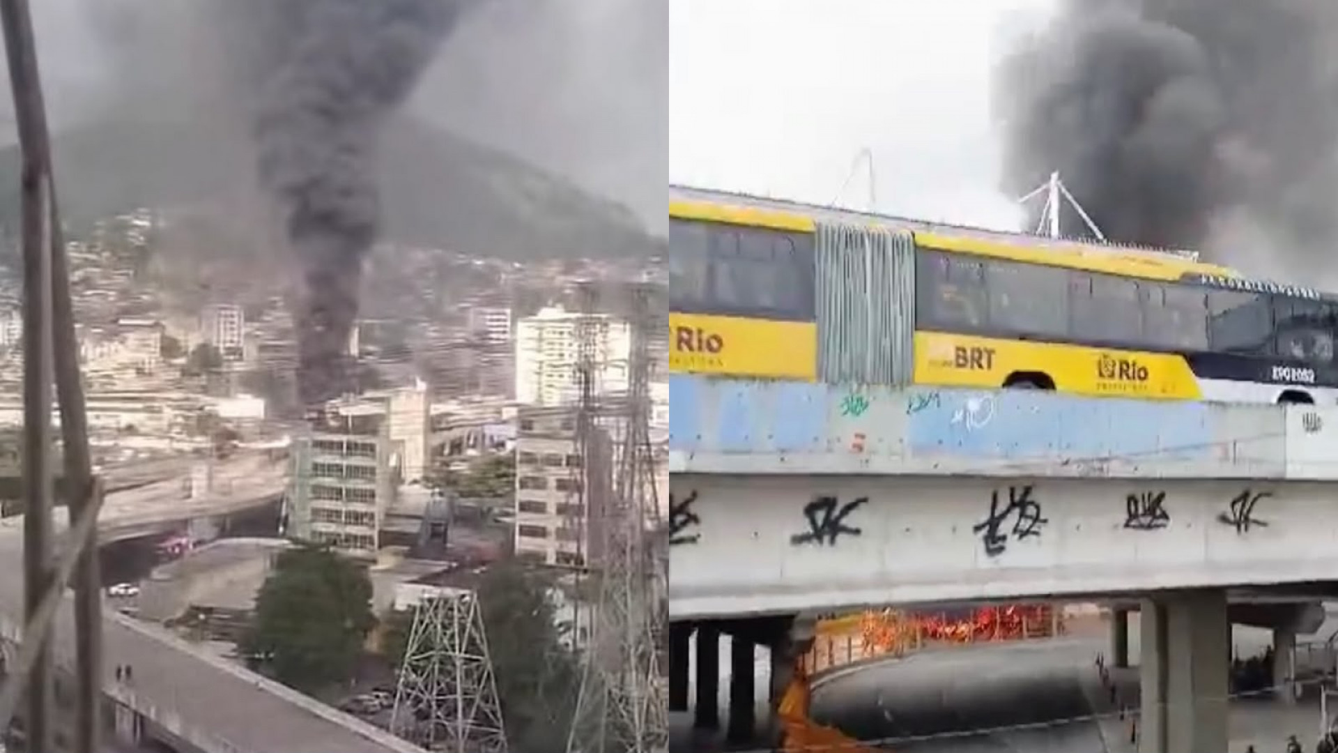 Vídeo! Ônibus pega fogo em Madureira