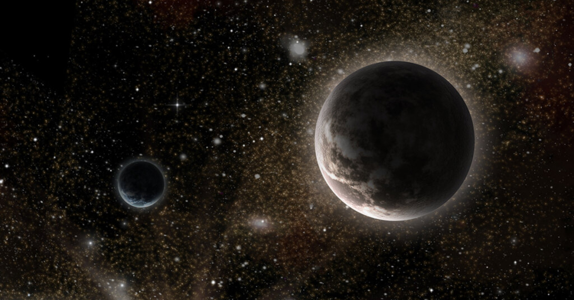 3D space background with fictional planets