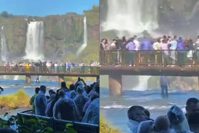 Vídeo! Homem pula nas Cataratas do Iguaçu para pegar celular