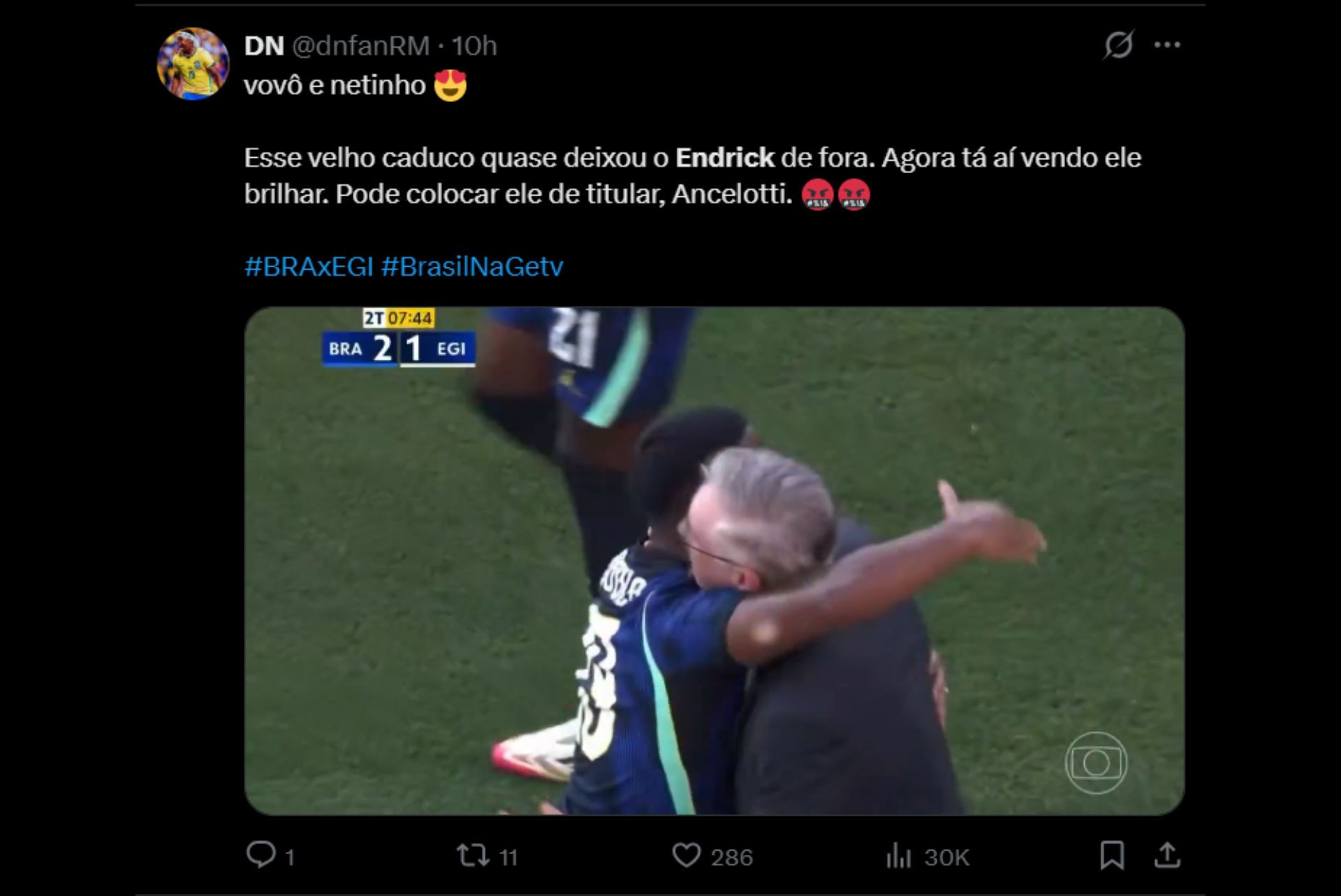 Torcedores pedem titularidade de Endrick na Copa do Mundo - Reprodução / X