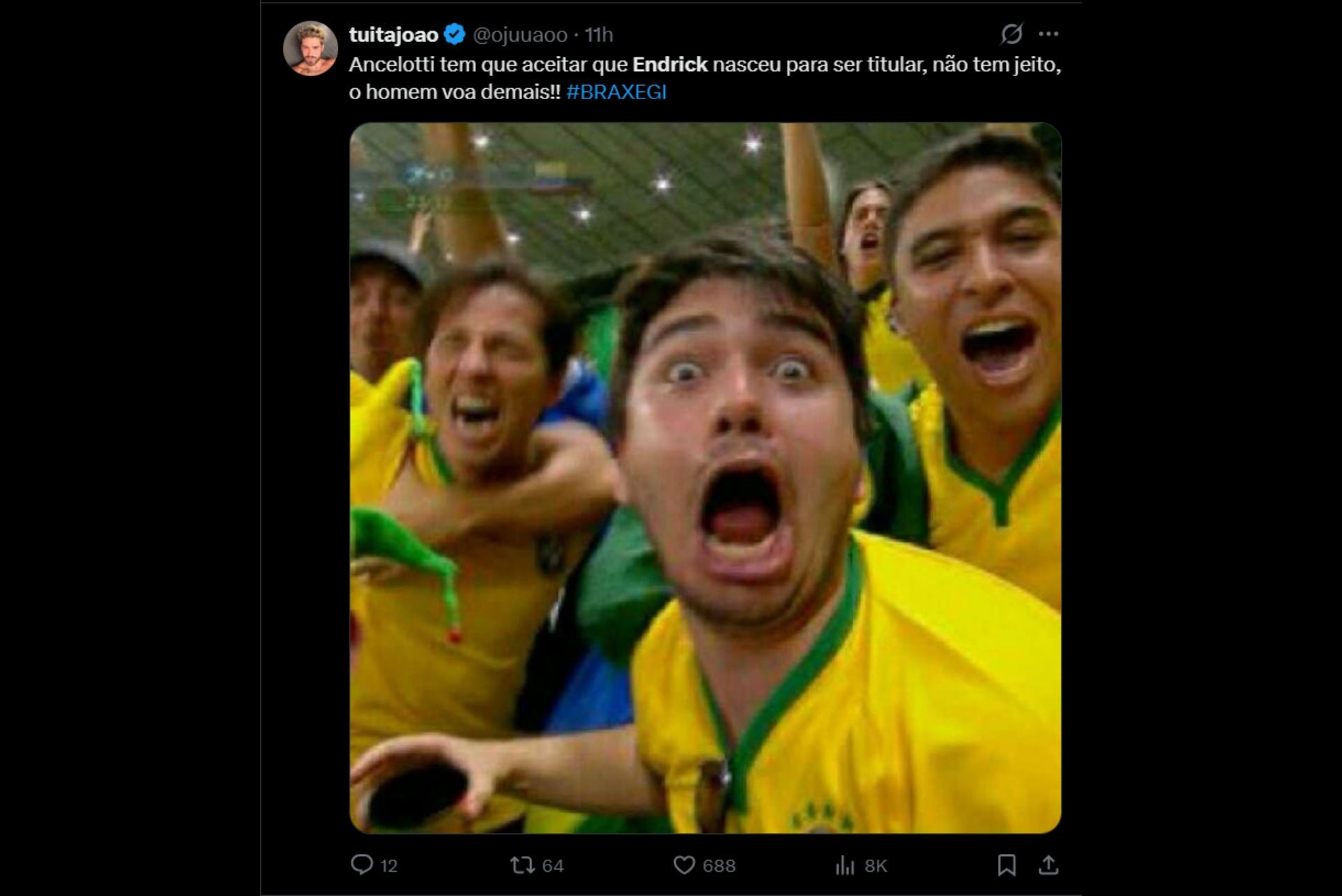 Torcedores pedem titularidade de Endrick na Copa do Mundo - Reprodução / X