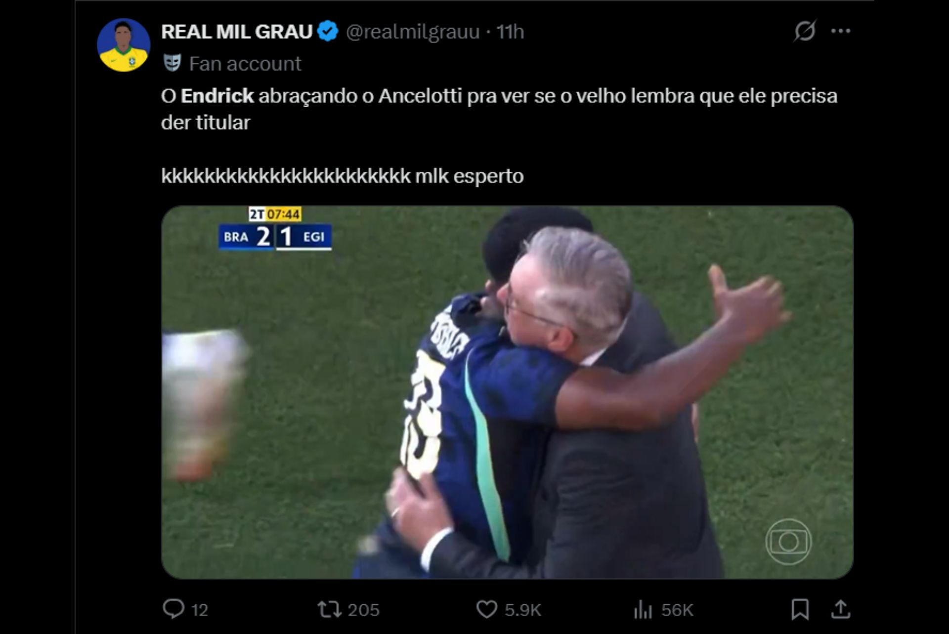 Torcedores pedem titularidade de Endrick na Copa do Mundo - Reprodução / X