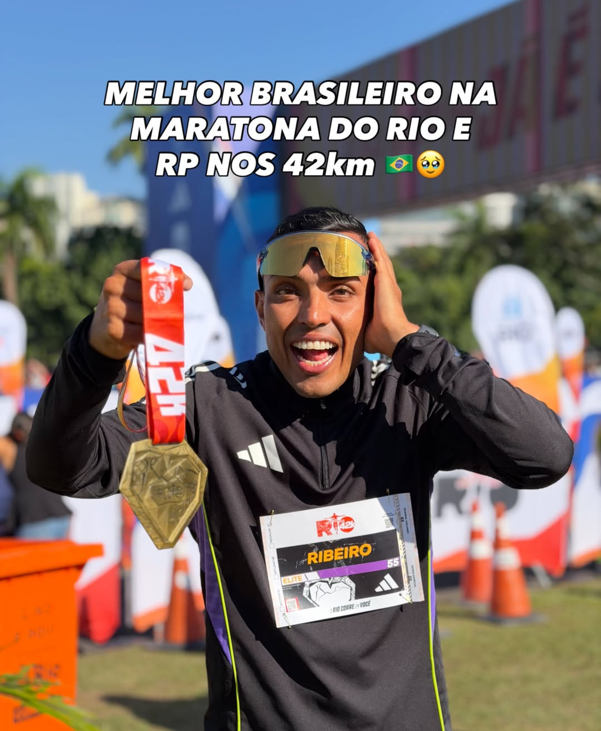 Melki Messias foi o primeiro brasileiro a cruzar linha de chegada na Maratona do Rio de 42 km - Reprodução / Instagram