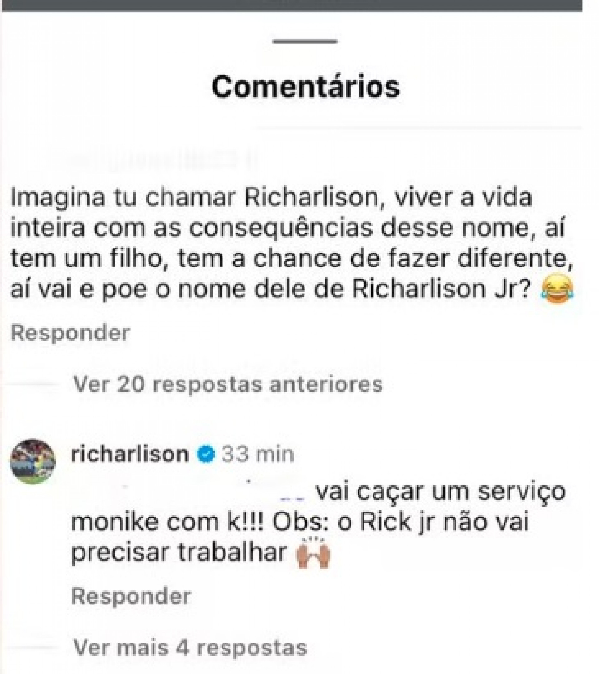 Richarlison rebate crítica ao nome do filho - Reprodução do Instagram
