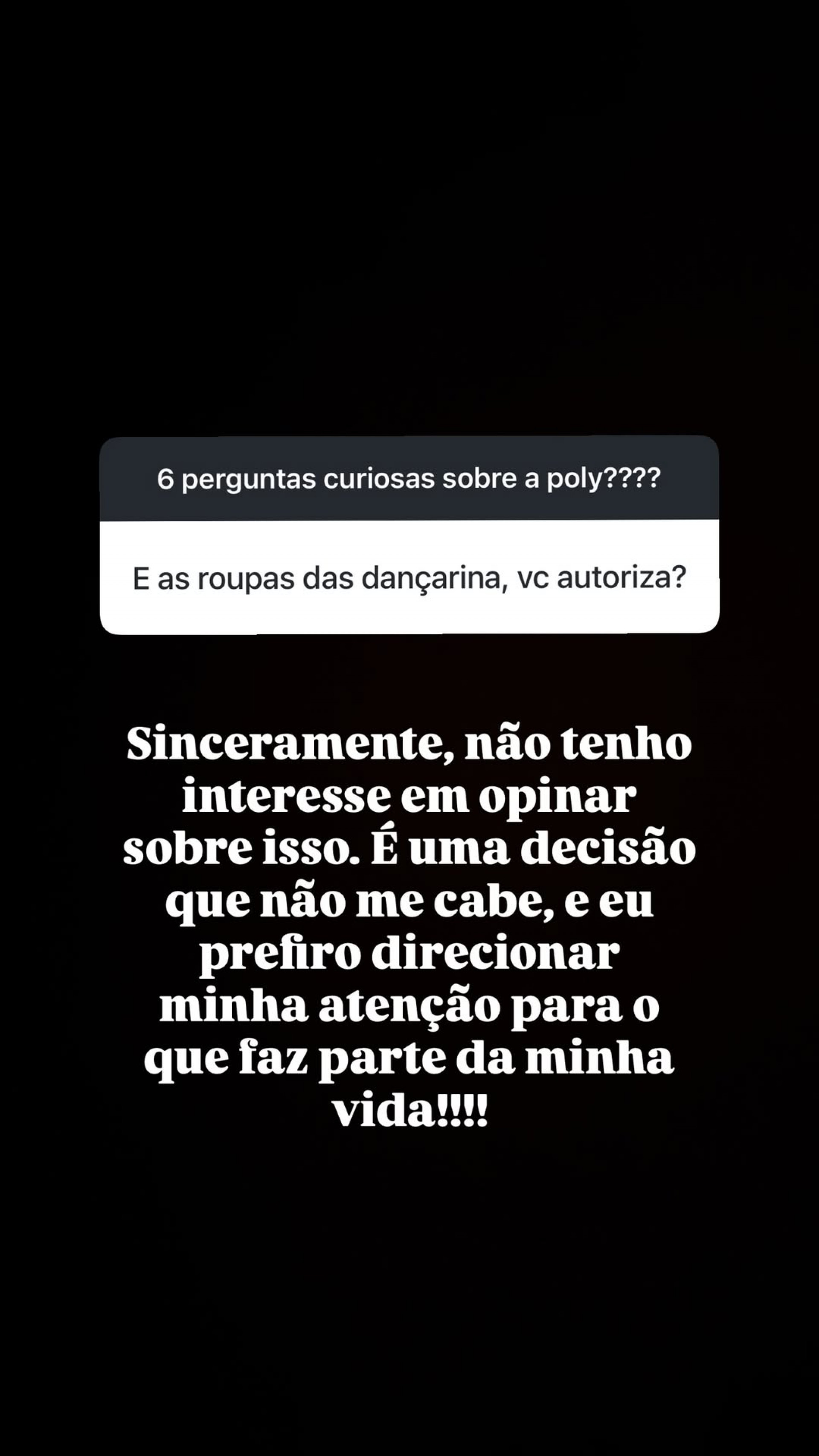 Poliana Rocha respondeu se interfere nas roupas das dançarinas de Leonardo  - Reprodução/Instagram 