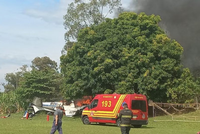 Duas pessoas morrem em queda de avião de pequeno porte no interior de São Paulo