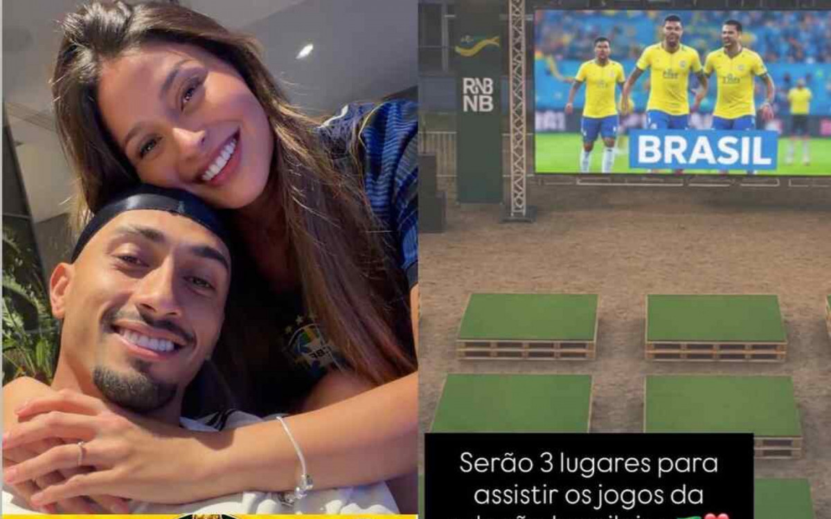 Raphinha e esposa levam transmiss&atilde;o da Copa para comunidades onde cresceram