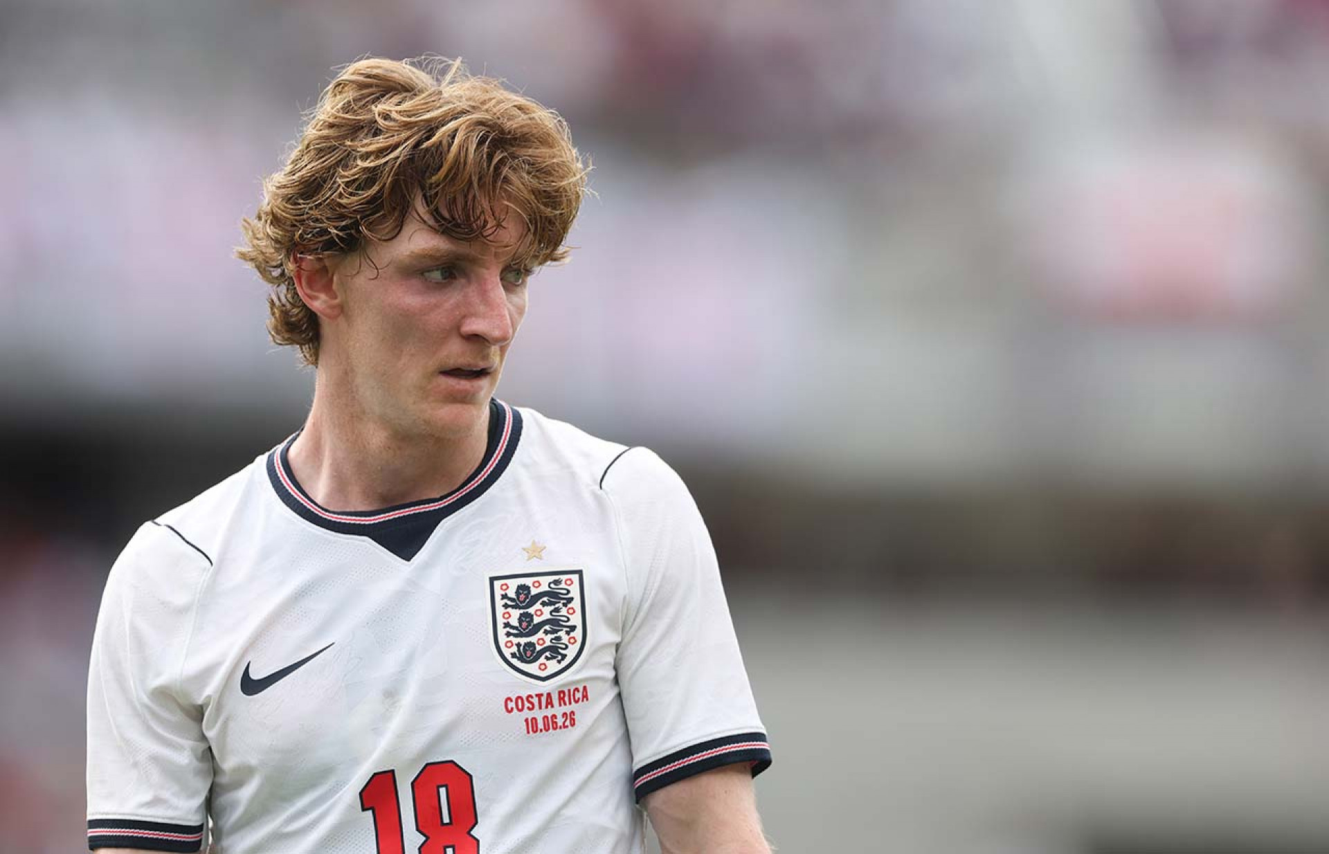 ORLANDO, FLORIDA - JUNE 10: Anthony Gordon #18 of England at Inter&Co Stadium on June 10, 2026 in Orlando, Florida. (Photo by Richard Pelham/Getty Images)