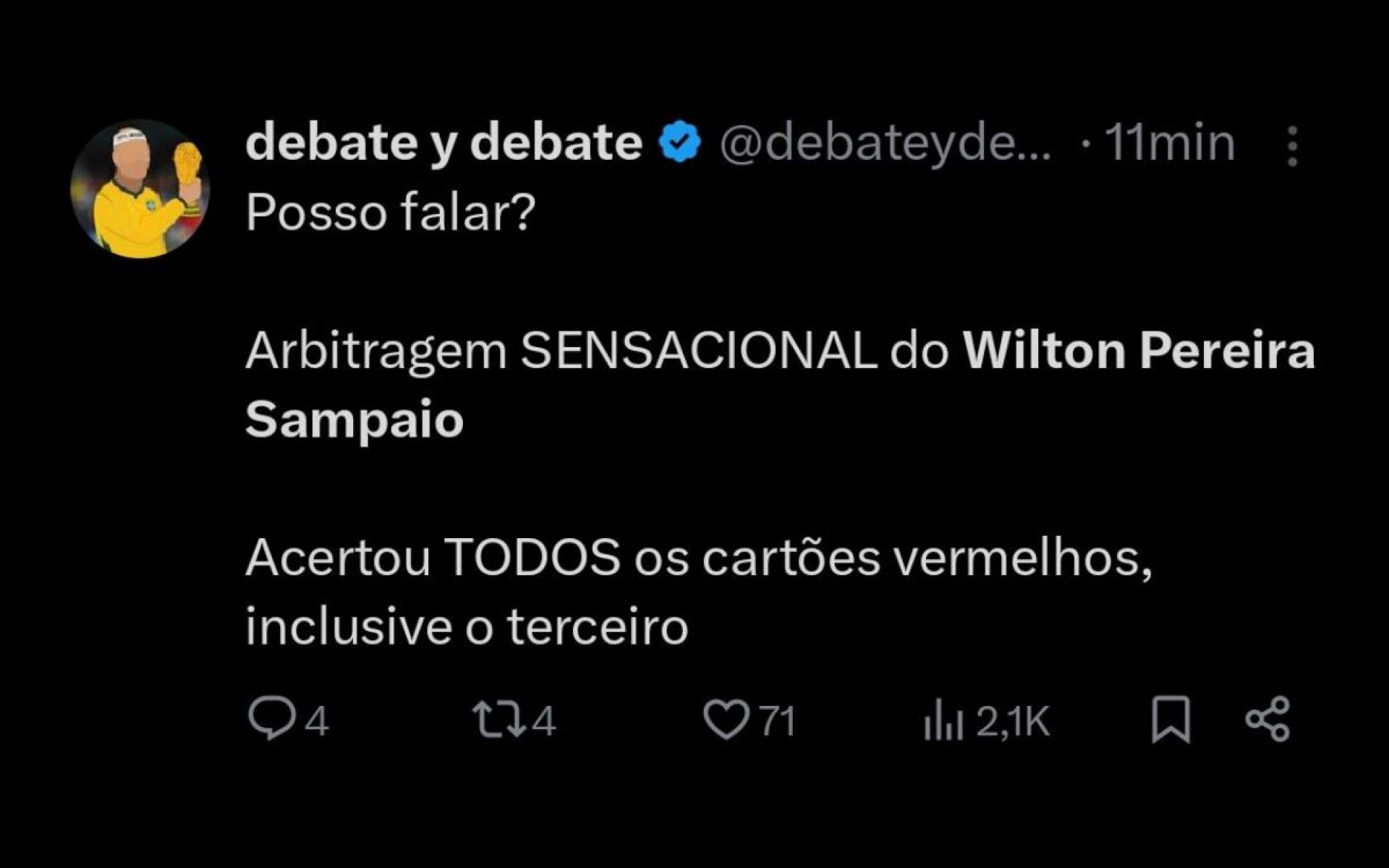 A arbitragem de Wilton Pereira Sampaio repercutiu nas redes sociais - Reprodução / X