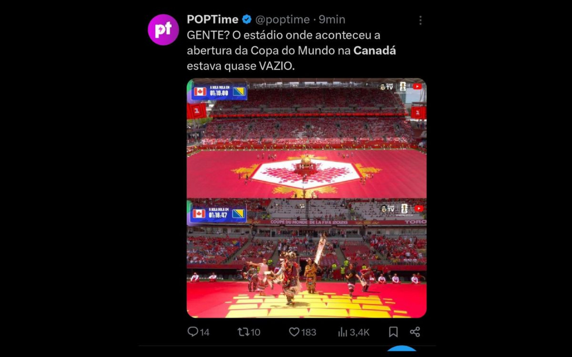 O baixo público no show de abertura chamou atenção nas redes - Reprodução / X