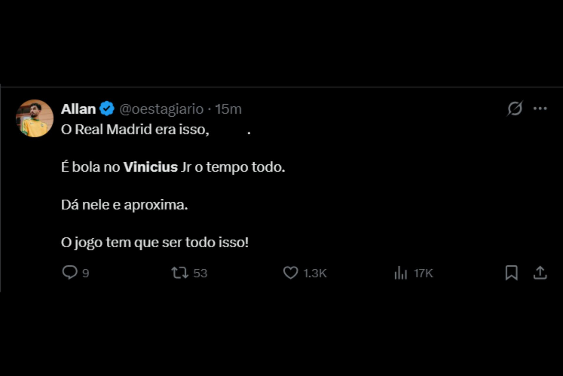 Torcedores se declaram a Vini Jr após gol na estreia - Reprodução / X