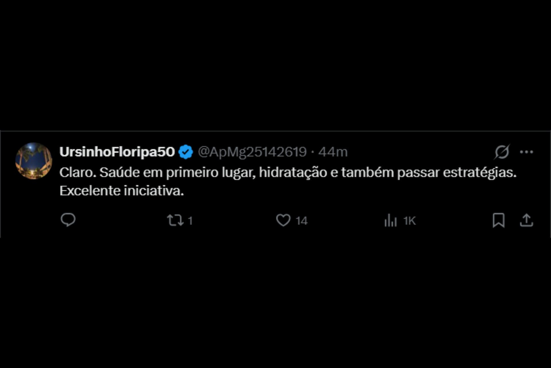 Pausa para hidratação gera debate nas redes - Reprodução / X