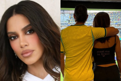 Anitta surge abraçada com bilionário durante partida do Brasil; saiba quem é