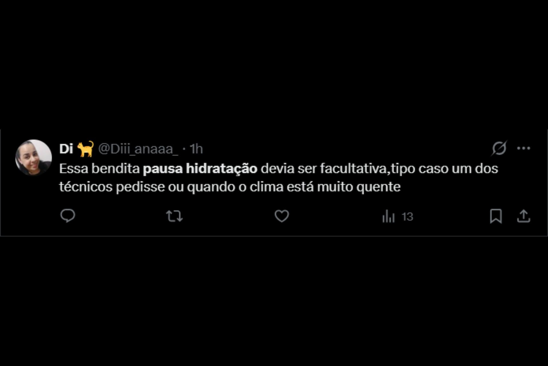 Pausa para hidratação gera debate nas redes - Reprodução / X
