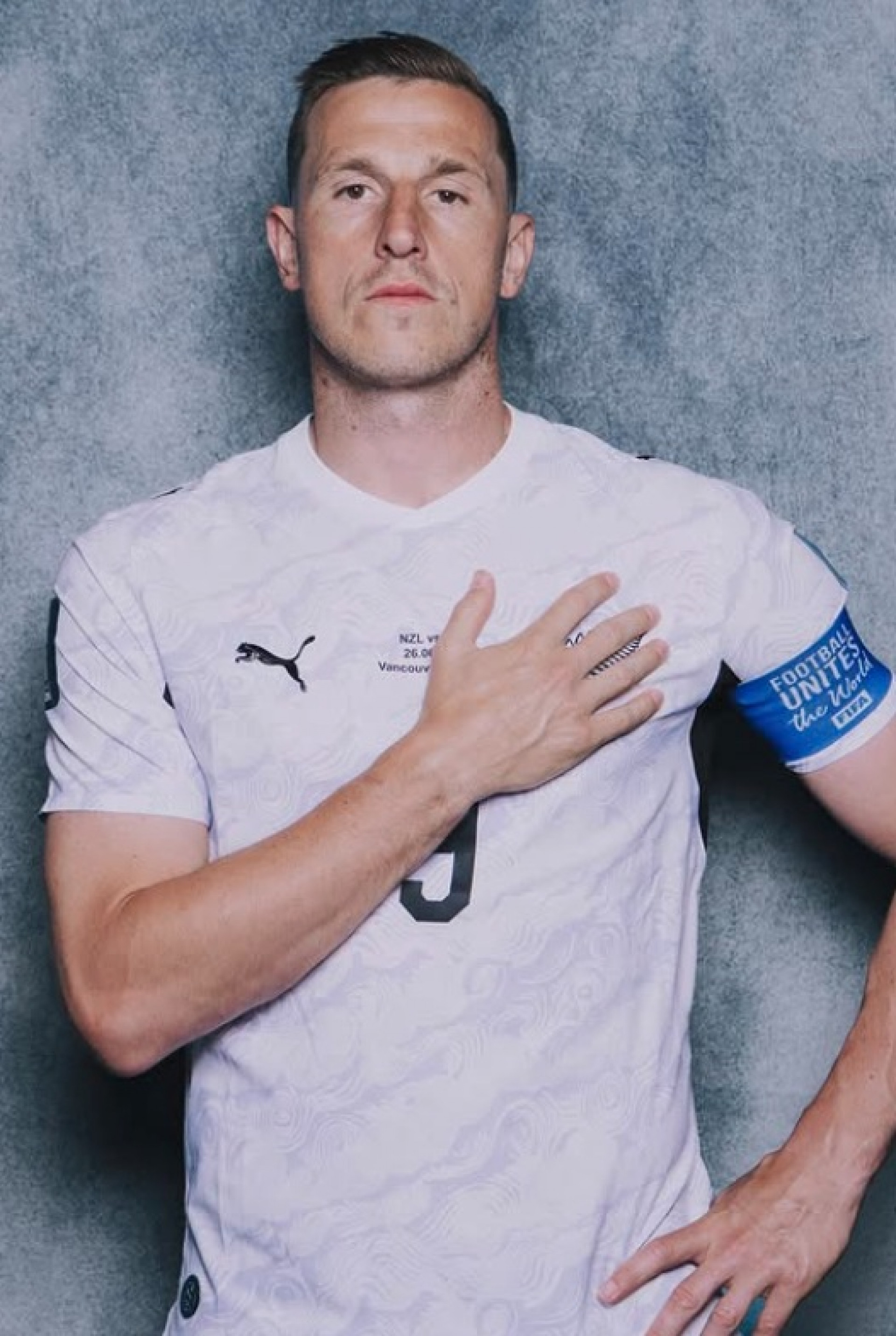 Retrato oficial de Chris Wood, da Nova Zelândia, para a Copa do Mundo - Divulgação / Fifa