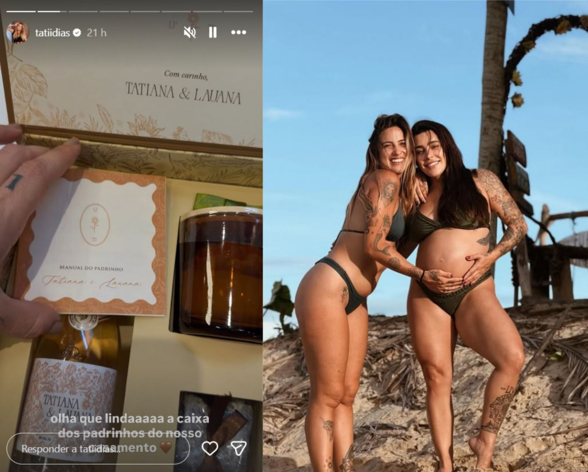 Grávidas, Tati Dias, noiva de Lauana Prado, mostra detalhes de convites para o casamento - Reprodução / Instagram