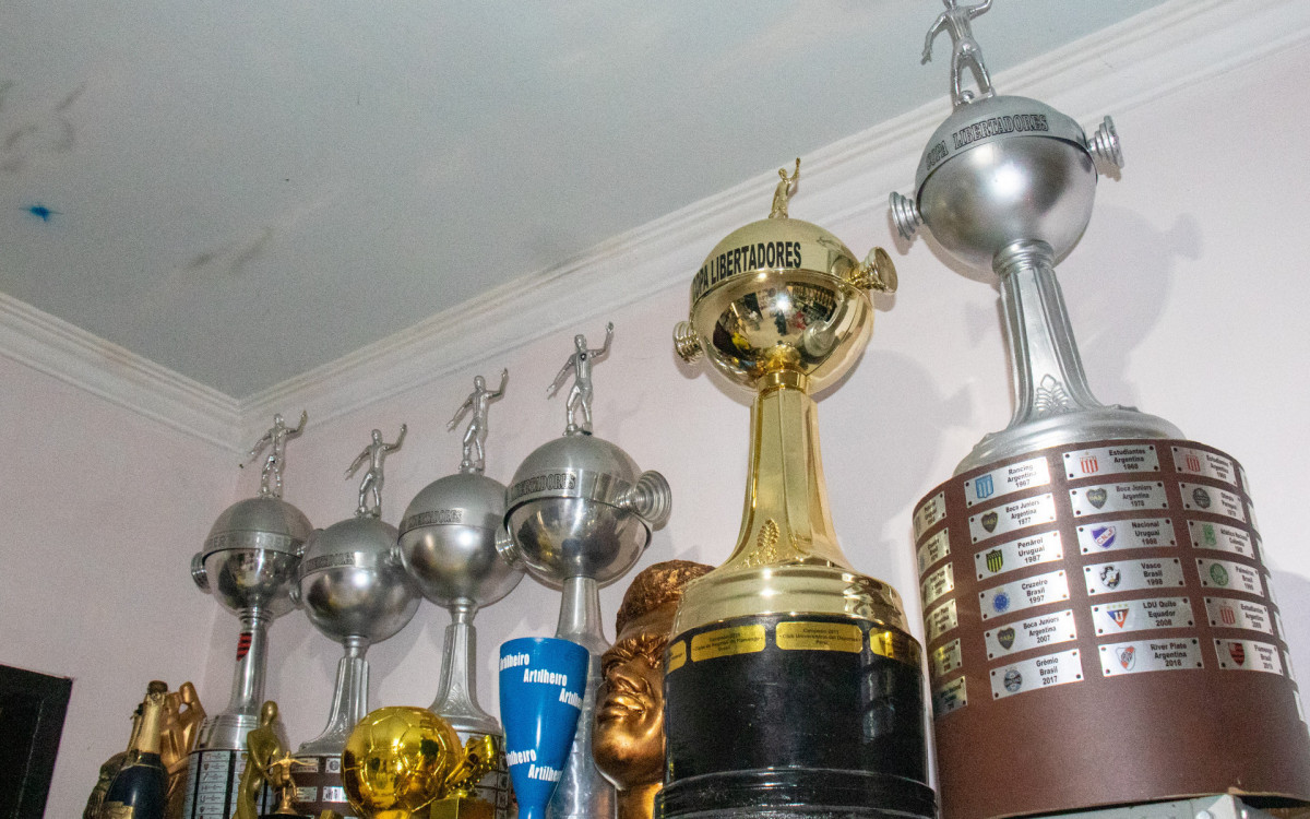 Réplicas de troféus feitas pelo artesão Jarbas Meneghini - Érica Martin / Agência O Dia