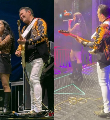 Filha de Joelma e Ximbinha estreia na banda do pai