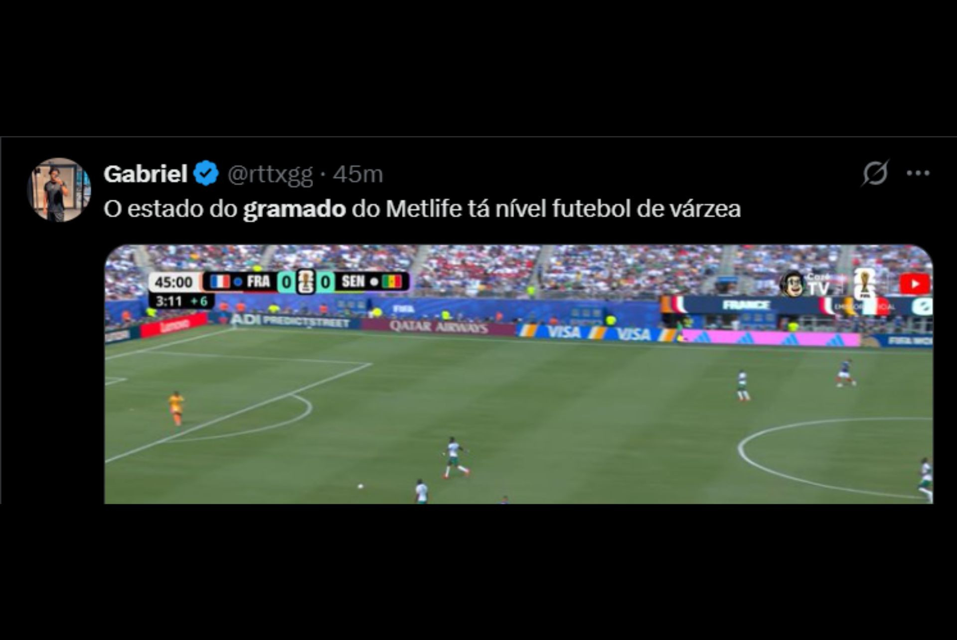 Gramado do MetLife Stadium gera críticas na web - Reprodução / X