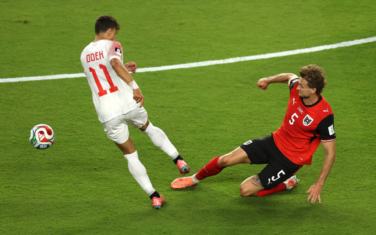 Lance do jogo entre Áustria e Jordânia