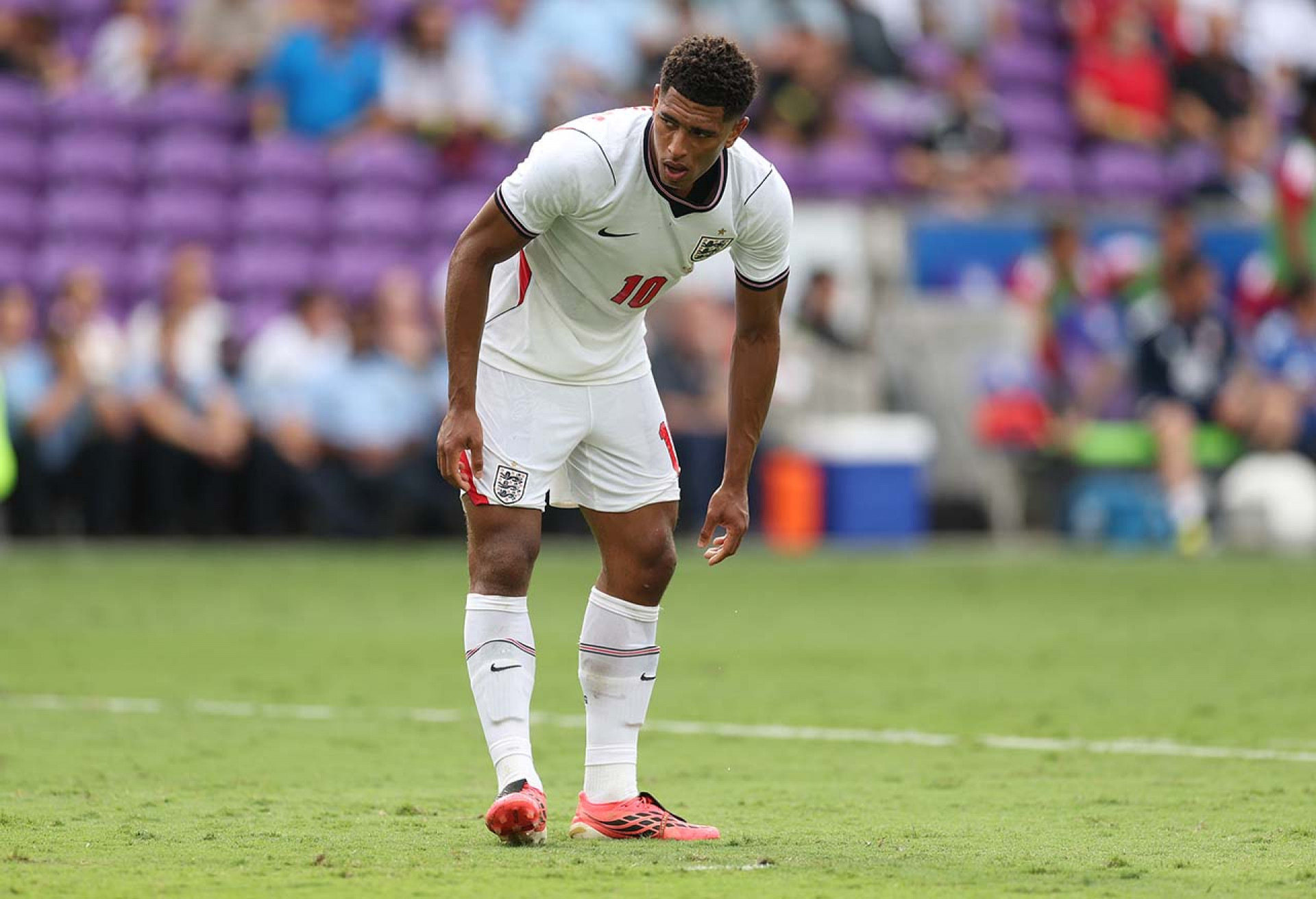 ORLANDO, FLORIDA - JUNE 10: Jude Bellingham #10 of England at Inter&Co Stadium on June 10, 2026 in Orlando, Florida. (Photo by Richard Pelham/Getty Images)