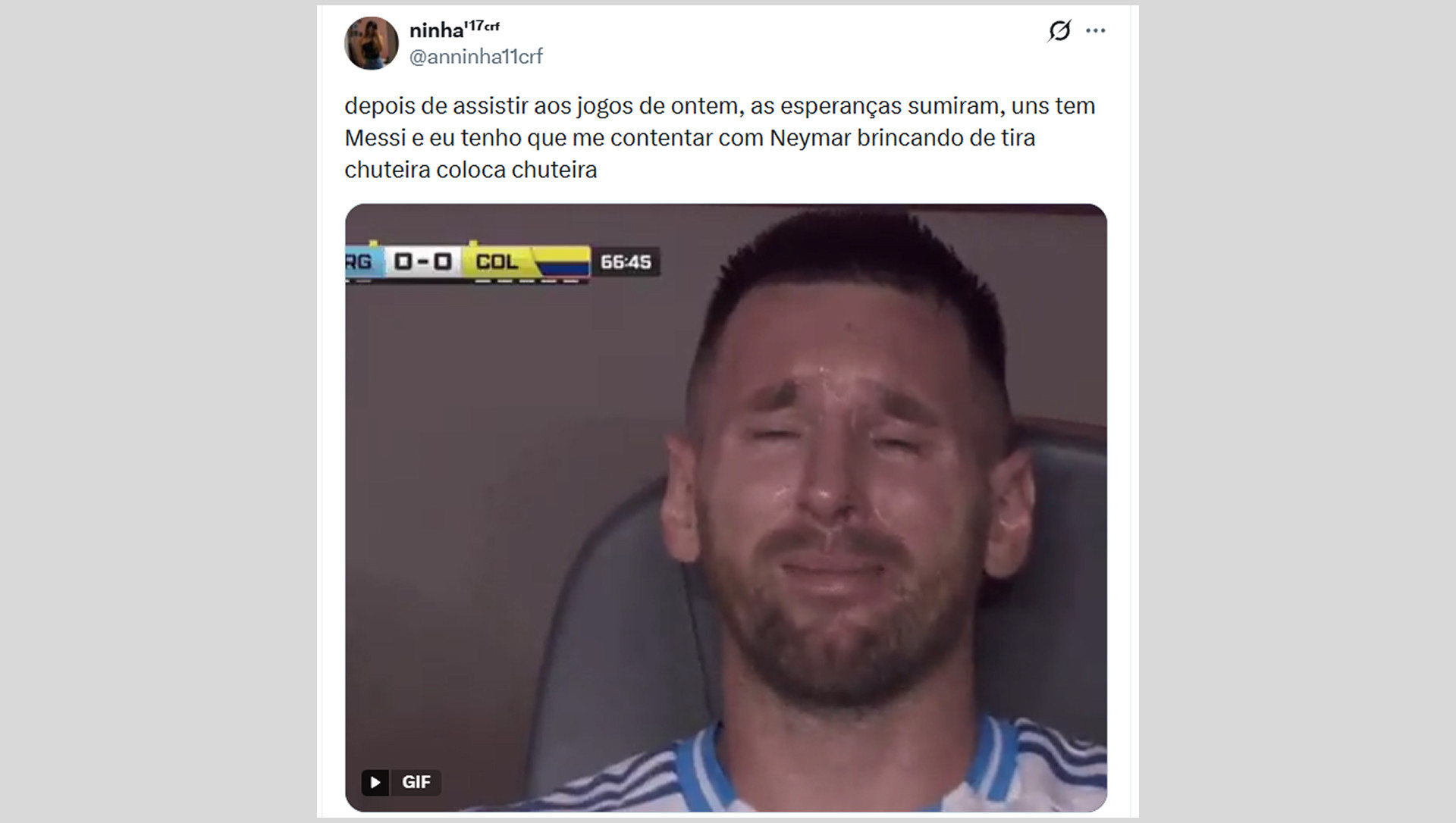Internautas pegaram no pé de Neymar e lembraram ausência dele na seleção brasileira por causa de lesão - Reprodução do X