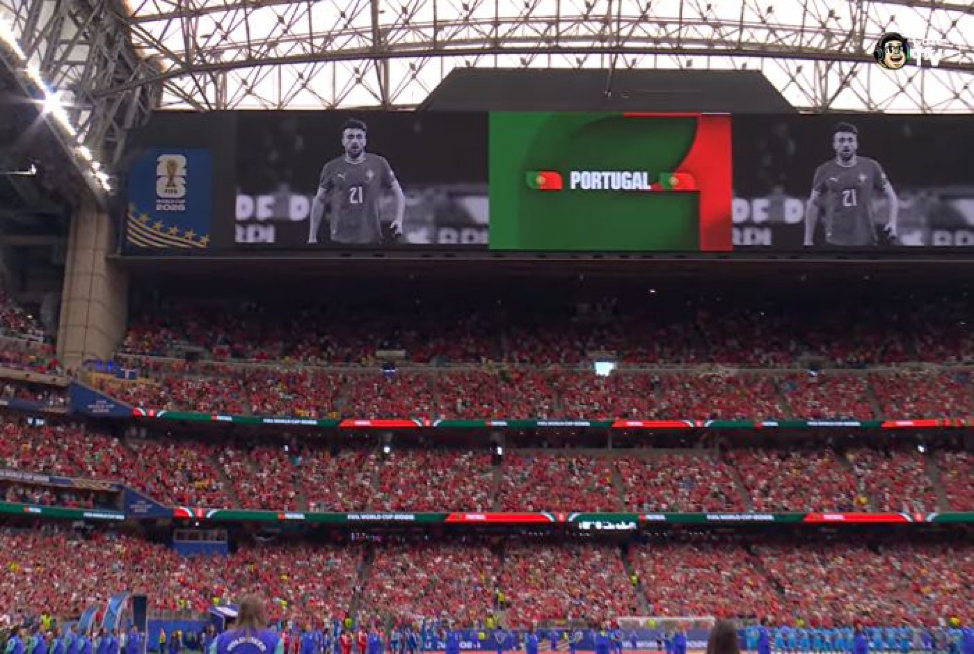 Homenagem a Diogo Jota no tel&atilde;o do Est&aacute;dio de Houston - Reprodu&ccedil;&atilde;o / Caz&eacute; TV