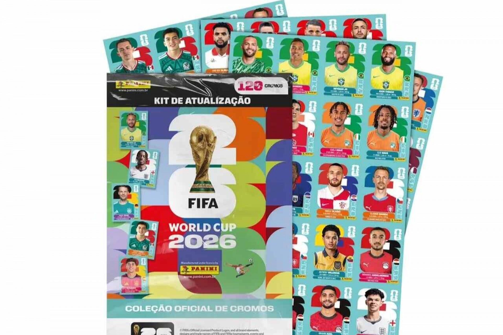 Panini revela figurinhas de Neymar e Endrick em set de atualiza&ccedil;&atilde;o da Copa