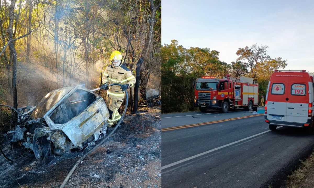 Homem morre carbonizado em acidente entre carro e caminhão em MG